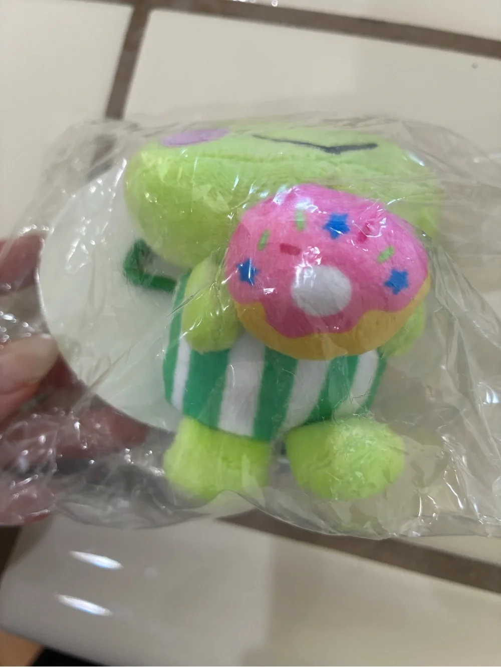 Sanrio Green Frog Plush Keychain with measuring tape. 60 inches